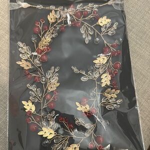 Gold and Red Leaf Hair Vine